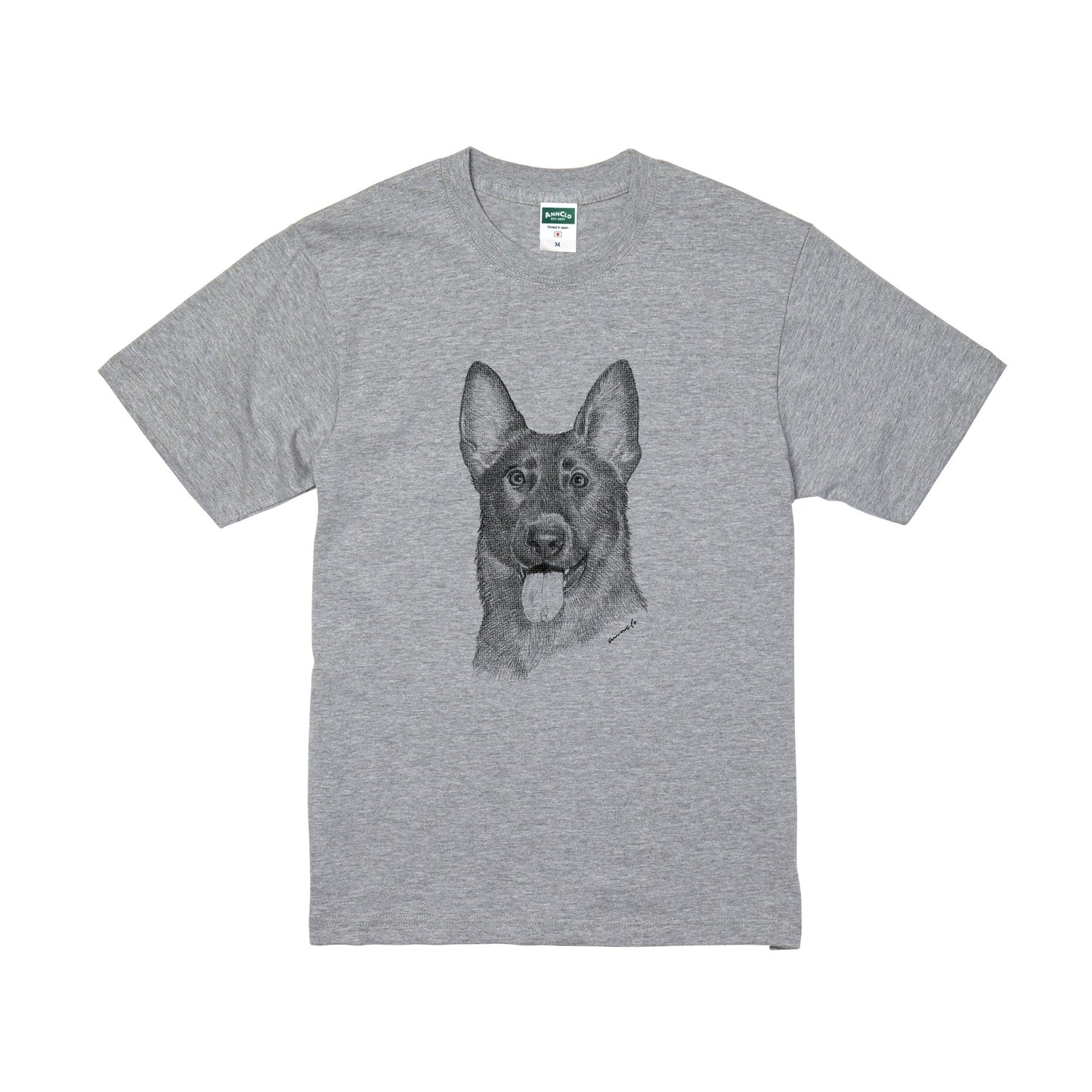 ヴィンテージライクな犬の肖像画Tシャツ（ジャーマンシェパードドッグ）
