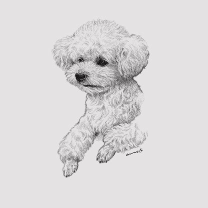 【受注生産】ヴィンテージライクな犬の肖像画Tシャツ（トイプードル）