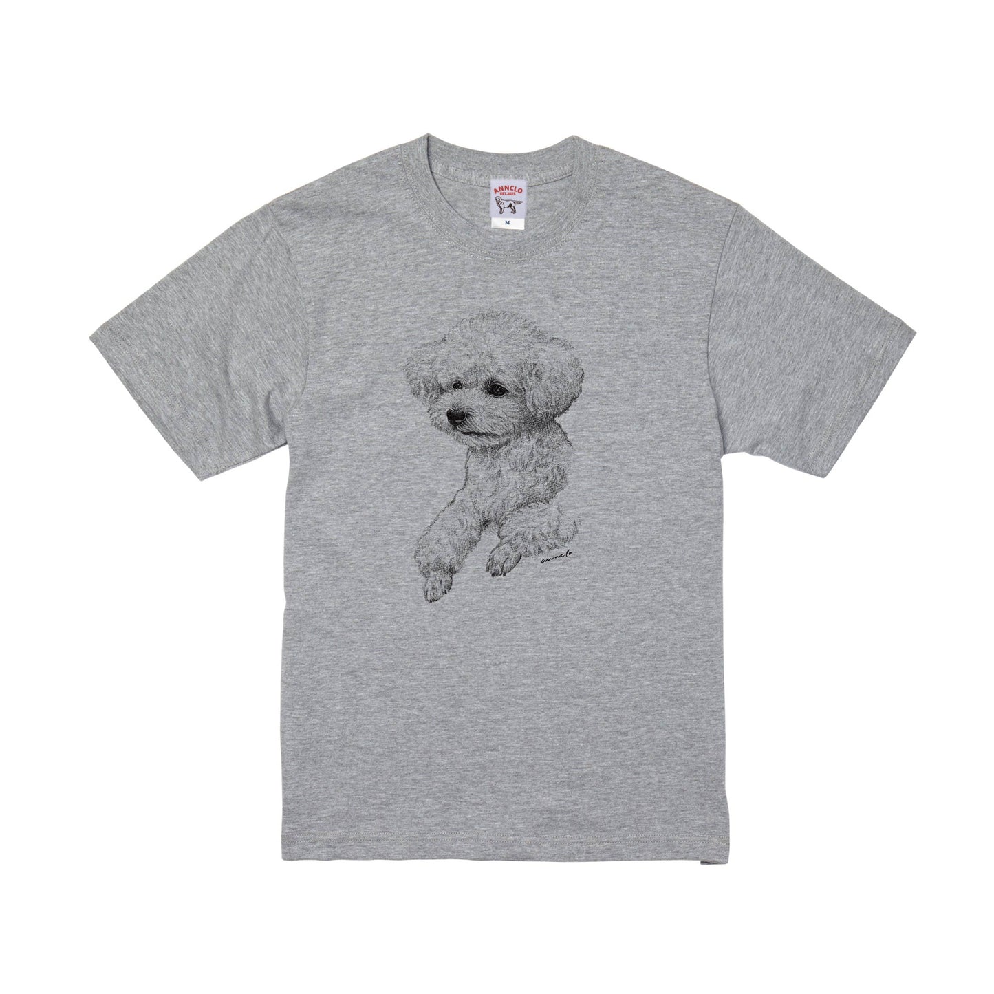 【受注生産】ヴィンテージライクな犬の肖像画Tシャツ（トイプードル）