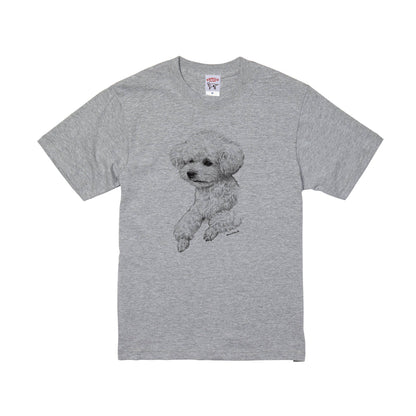 【受注生産】ヴィンテージライクな犬の肖像画Tシャツ（トイプードル）
