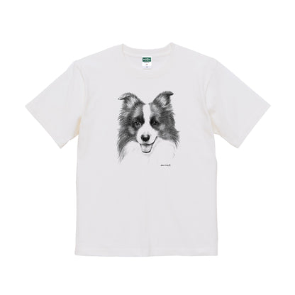 ヴィンテージライクな犬の肖像画Tシャツ（ボーダーコリー）