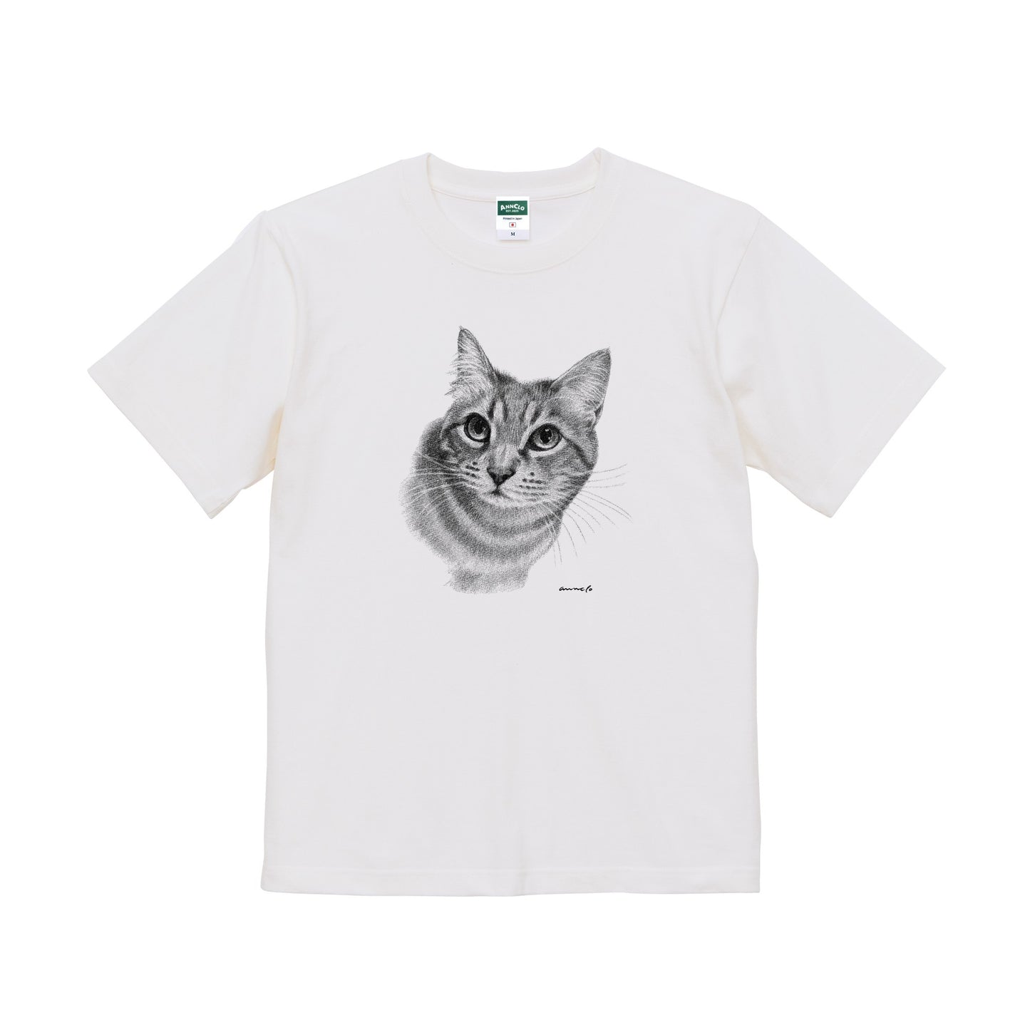 ヴィンテージライクな猫の肖像画Tシャツ