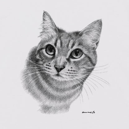 ヴィンテージライクな猫の肖像画Tシャツ