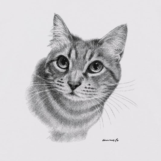 ヴィンテージライクな猫の肖像画Tシャツ