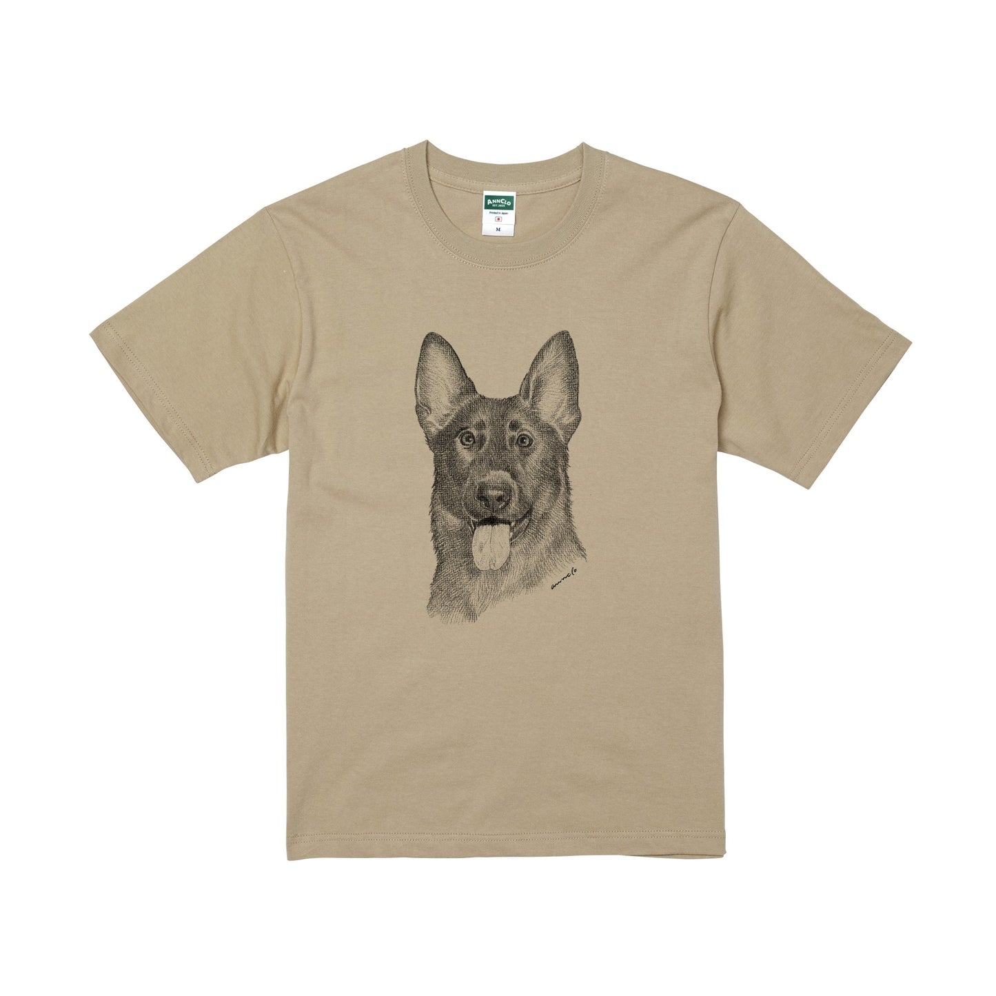 ヴィンテージライクな犬の肖像画Tシャツ（ジャーマンシェパードドッグ）