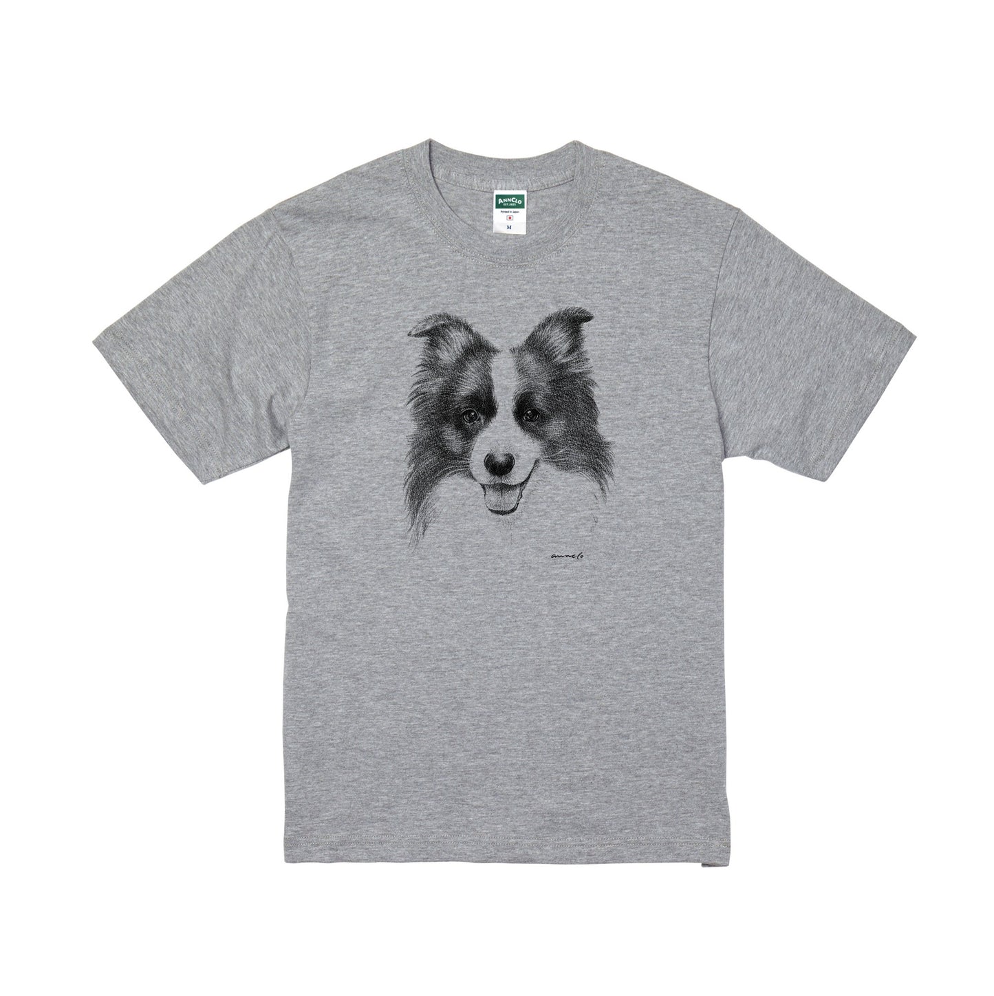ヴィンテージライクな犬の肖像画Tシャツ（ボーダーコリー）