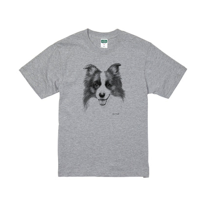 ヴィンテージライクな犬の肖像画Tシャツ（ボーダーコリー）