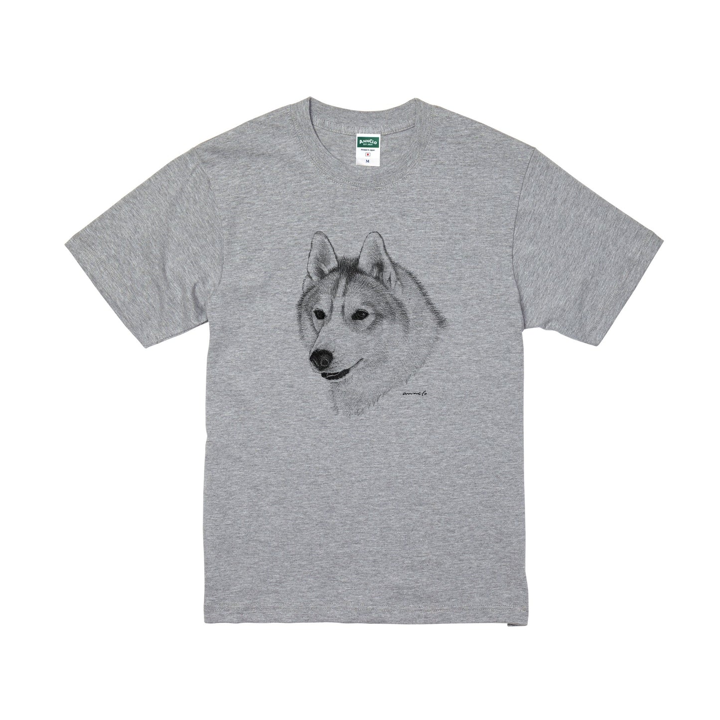 ヴィンテージライクな犬の肖像画Tシャツ（シベリアンハスキー）