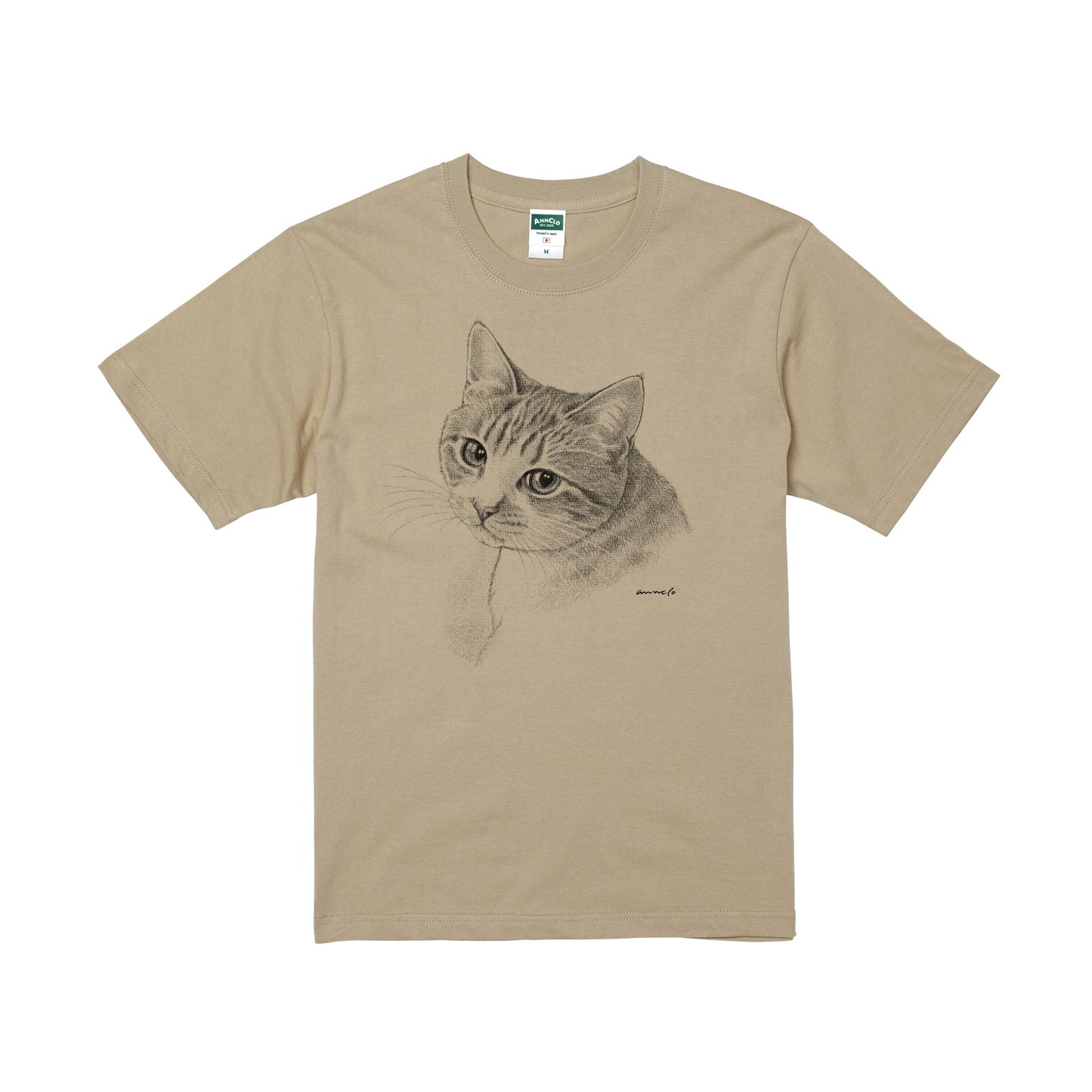 ヴィンテージライクな猫の肖像画Tシャツ