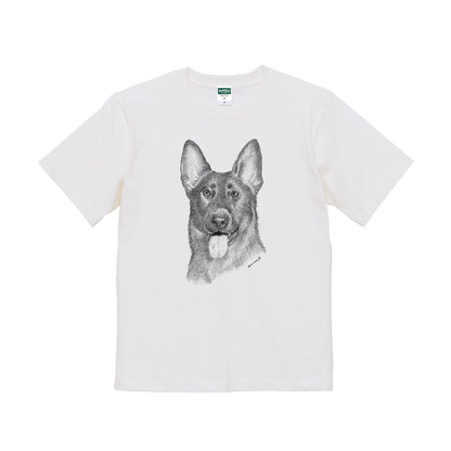 ヴィンテージライクな犬の肖像画Tシャツ（ジャーマンシェパードドッグ）