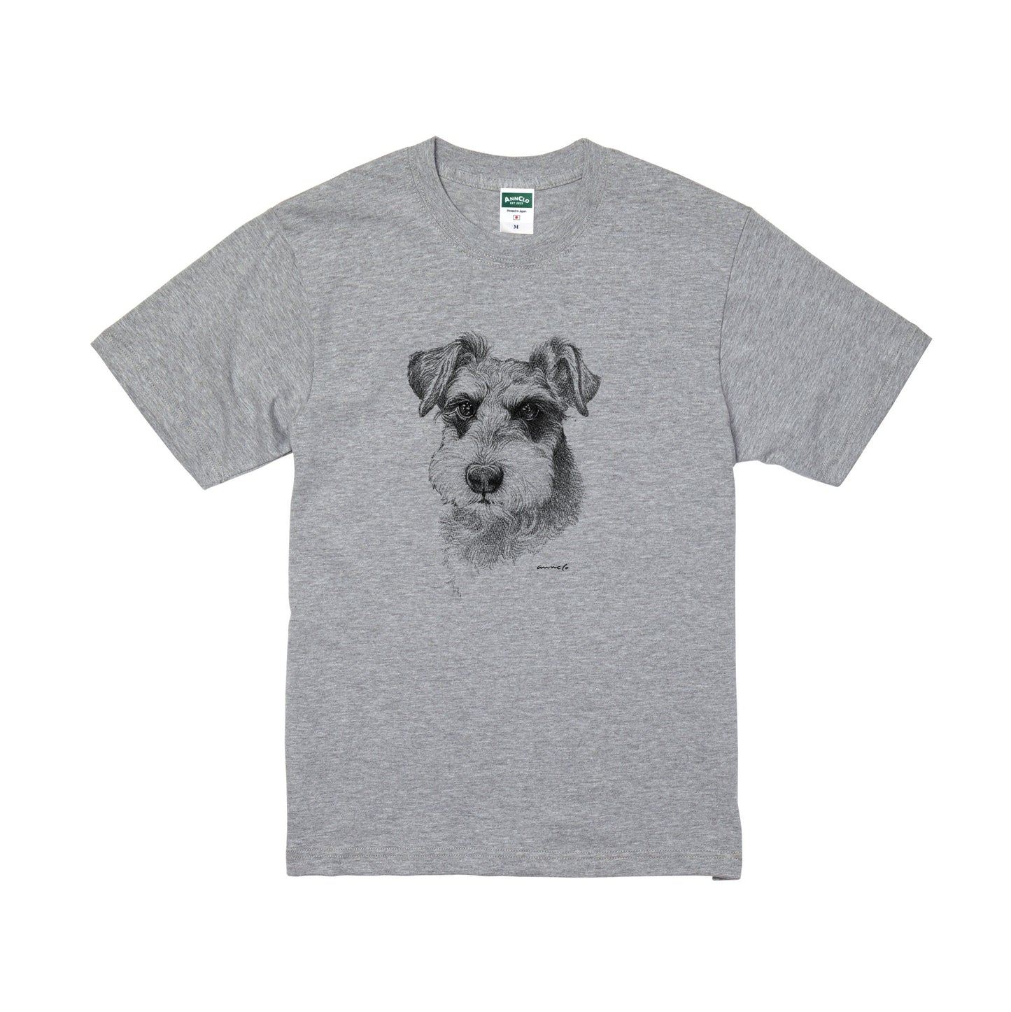 ヴィンテージライクな犬の肖像画Tシャツ（シュナウザー）
