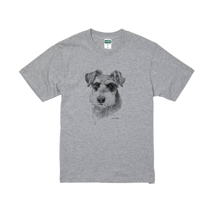 ヴィンテージライクな犬の肖像画Tシャツ（シュナウザー）