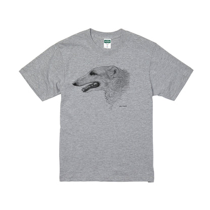 ヴィンテージライクな犬の肖像画Tシャツ（ボルゾイ）