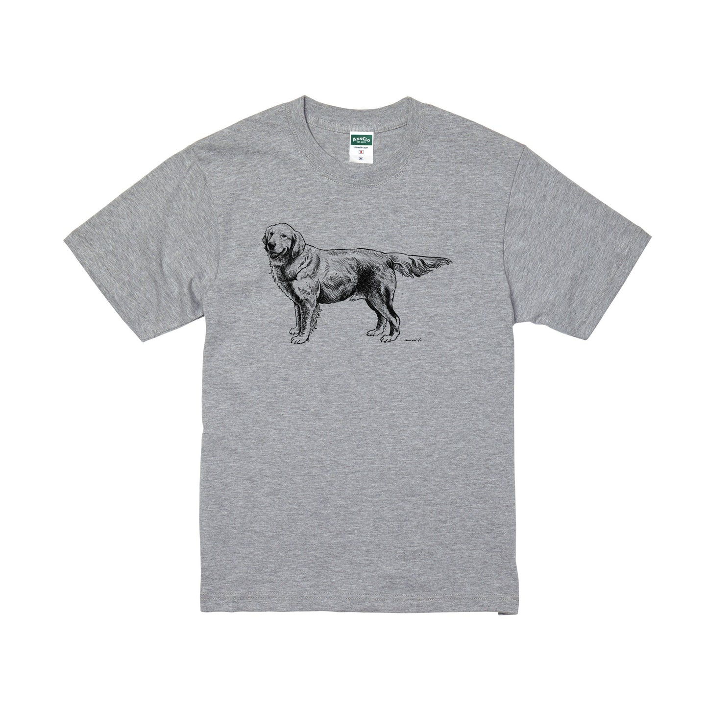 ヴィンテージライクな犬の図鑑風Tシャツ（ゴールデンレトリーバー）