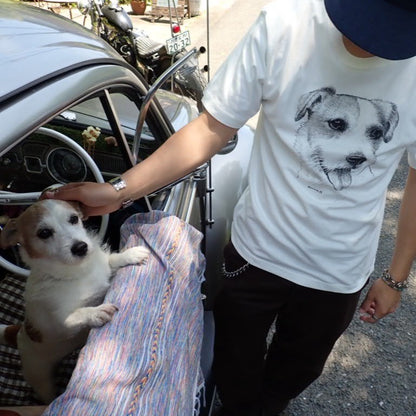 ヴィンテージライクな犬の肖像画Tシャツ（ジャックラッセルテリア）