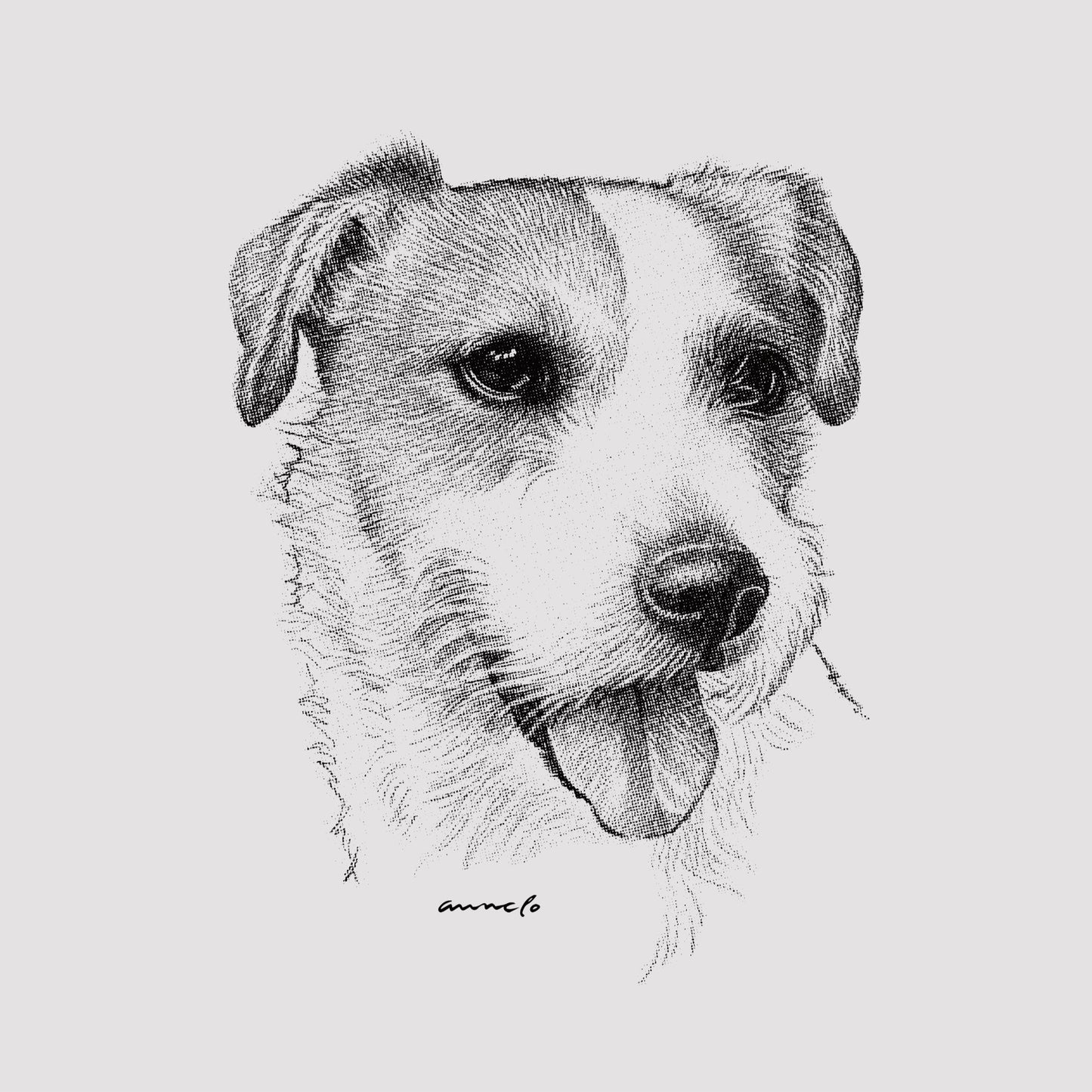 ヴィンテージライクな犬の肖像画Tシャツ（ジャックラッセルテリア）