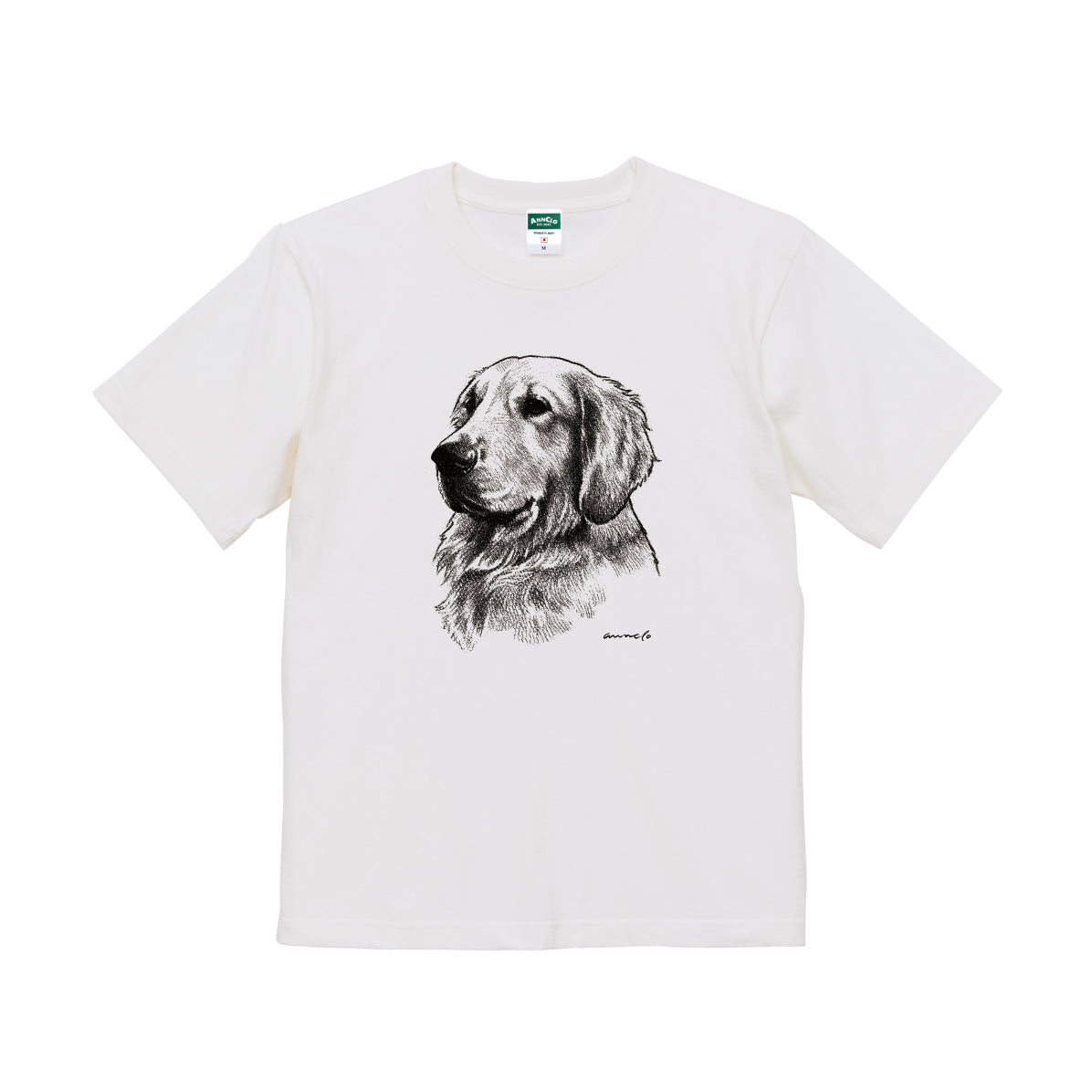 ヴィンテージライクな犬の肖像画Tシャツ（ゴールデンレトリーバー）
