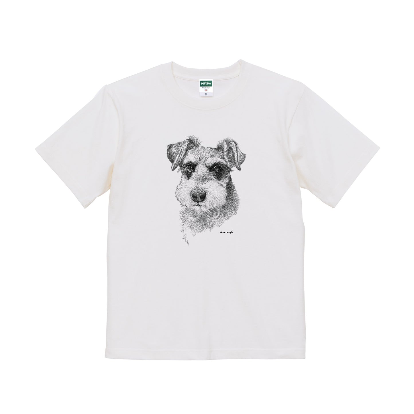ヴィンテージライクな犬の肖像画Tシャツ（シュナウザー）