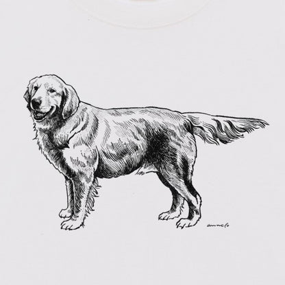 ヴィンテージライクな犬の図鑑風Tシャツ（ゴールデンレトリーバー）