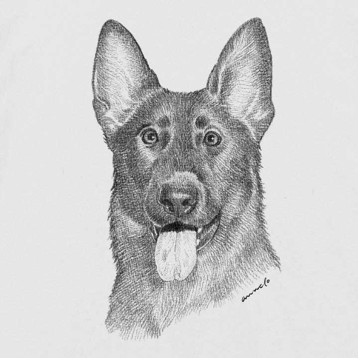 ヴィンテージライクな犬の肖像画Tシャツ（ジャーマンシェパードドッグ）