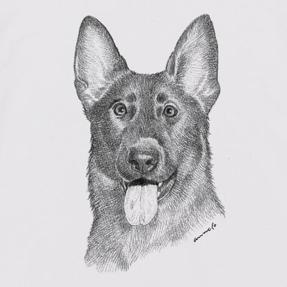 ヴィンテージライクな犬の肖像画Tシャツ（ジャーマンシェパードドッグ）