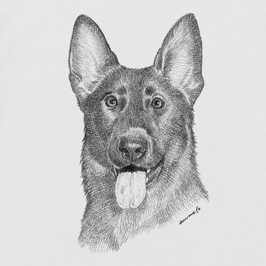 ヴィンテージライクな犬の肖像画Tシャツ（ジャーマンシェパードドッグ）